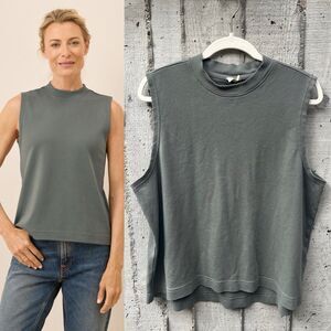 Pact Organic Cotton Airplane Mock Neck Tank Shell Women's Size XL Castor Green